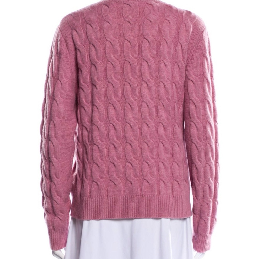 Max Mara Edipo Cashmere Cable-Knit Sweater in Rose Pink size XL - Picture 8 of 9